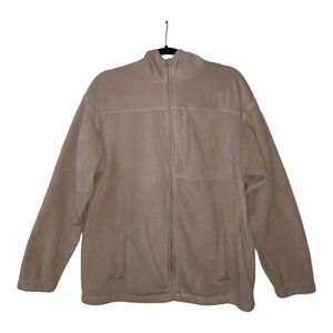 New Jacket Full Zip Long Sleeve Hooded Beige Size Medium 3 Pockets w/Zip Closure